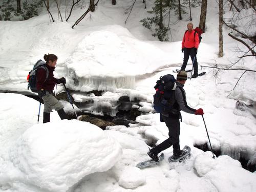 winter crossing of Harvard Brook near Wolf Cub Mountain in New Hampshire