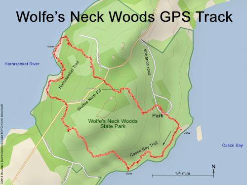 GPS track in May at Wolfe's Neck Woods near Freeport in southern Maine