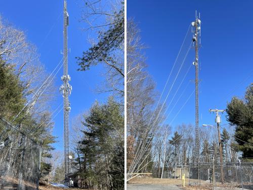 communications antennas in February atop Wood Hill in northeast MA
