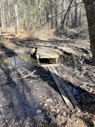 foot bridge in February at Woodchuck Trail in northeast MA