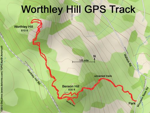 GPS track to Worthley Hill in New Hampshire