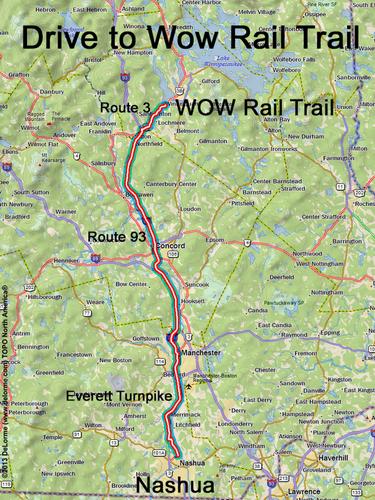 WOW Rail Trail drive route