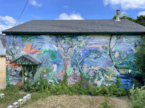 mural in June beside the WOW Rail Trail in central New Hampshire