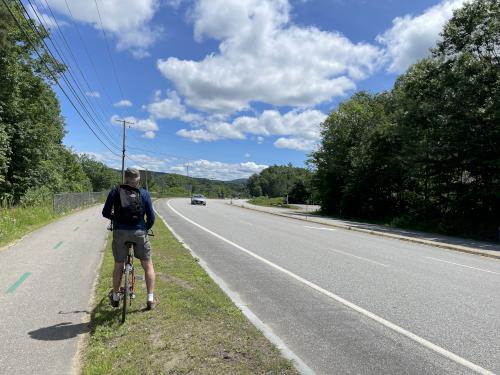 rail trail beside Route 3B in June at WOW Rail Trail in central New Hampshire