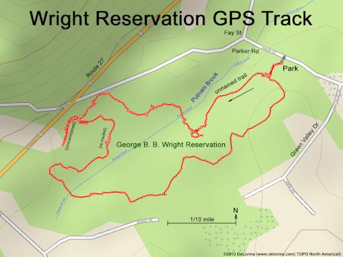 GPS track at Wright Reservation near Chelmsford in northeast MA