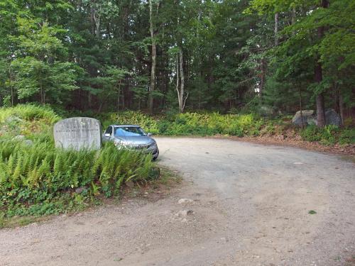 trailhead parking lot at Wright Reservation near Chelmsford in northeast MA