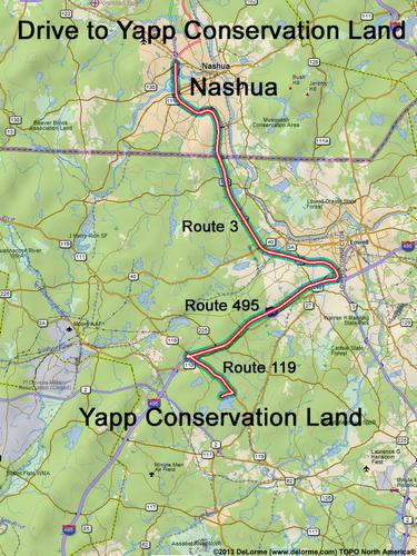 Yapp Conservation Land drive route