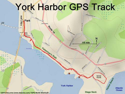 GPS track at York Harbor in southern Maine