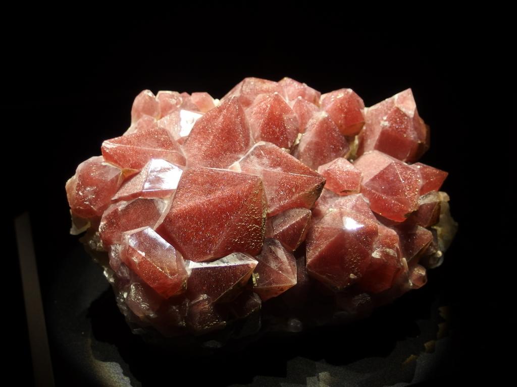 quartz and hematitie crystals on display at the Houston Museum of Natural Science in Texas