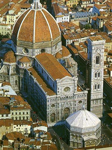 aerial view of the Florence cathedral in Italy