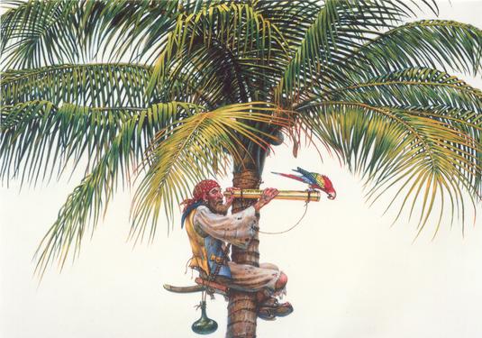 pirate painting by Don Maitz at Key West, Florida, in February 2002