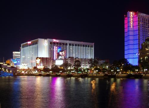 Ballys casino in nighttime lighting at Las Vegas, Nevada