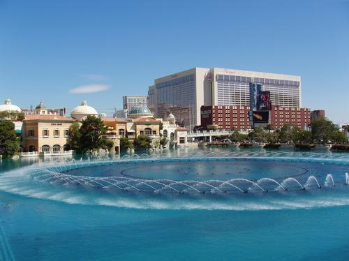 orchestrated water fountain in front of the Belagio casino at Las Vegas, Nevada
