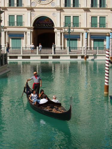 gondola carrying tourists around (and inside) the Venetian casino at Las Vegas, Nevada