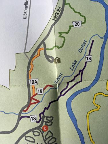 trail map section showing Kisil Point Trail at Letchworth State Park in New York