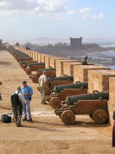 ancient Portugese cannons in October 2002 in the Essaouira, Morocco