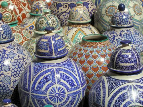 artful pottery in October 2002 in Essaouira, Morocco