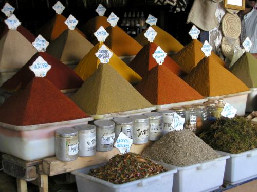 spices for sale in October 2002 in Essaouira, Morocco