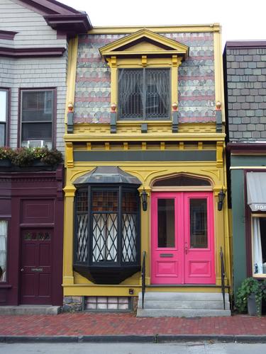 colorful historical house at Newport in Rhode Island