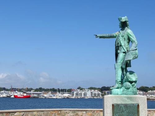 statue of the French army commander who supported the American Revolution at Fort Adams park at Newport in Rhode Island