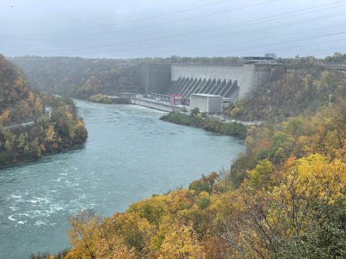 view in October of the American electrical power plant at Niagara Falls in New York