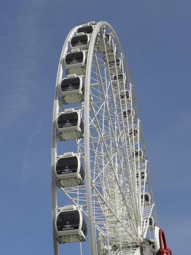the 42-car SkyWheel ferris wheel provides entertainment on the Canadian side of Niagara Falls