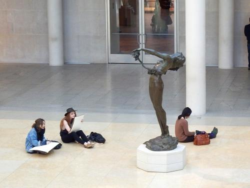 art students at work inside the Metropolitan Museum of Art in New York City