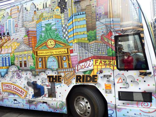 fancy paint job on a bus in New York City