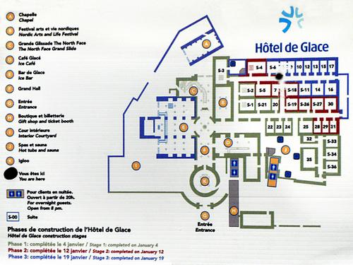 map of interior design of the Ice Hotel in Quebec City, Canada