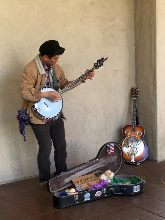 banjo player at Balboa Park in San Diego, California