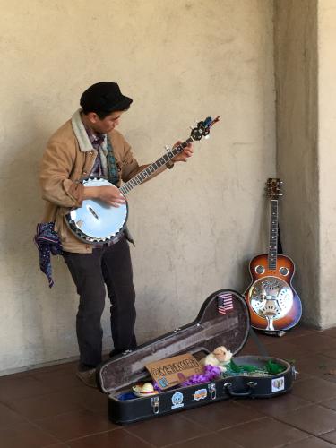 banjo player at Balboa Park in San Diego, California