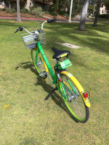 LimeBike parked at Balboa Park in San Diego, California