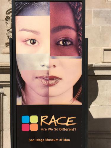 exhibition sign at the entrance to the Museum of Man in San Diego, California