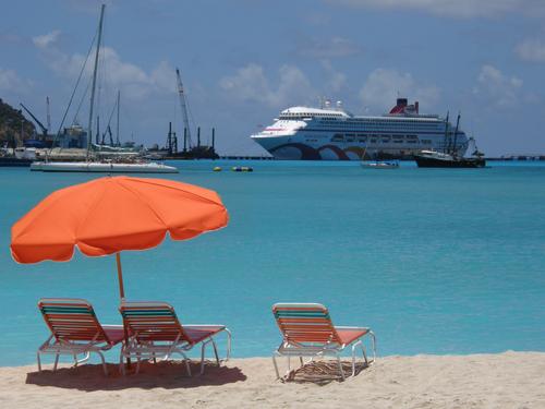cruise ship in Philipsburg harbor at St. Martin in the Bahamas