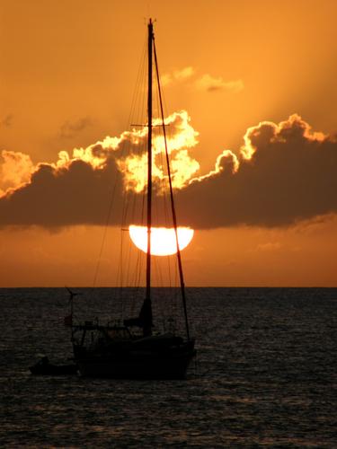 sunset as seen from Grand Case at St. Martin in the Bahamas