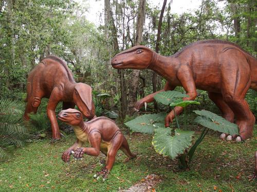 Iguanodon trio inside Dinosaur World at Plant City in Florida