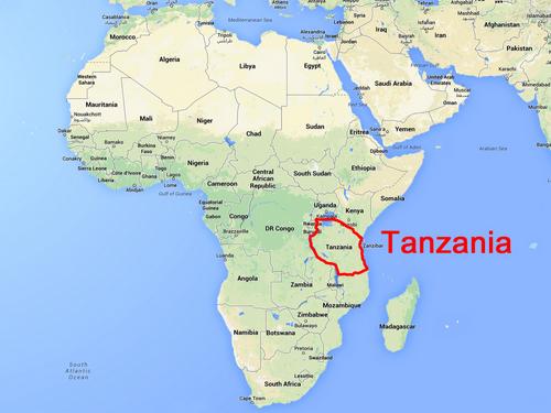 map of Africa showing where Tanzania is located
