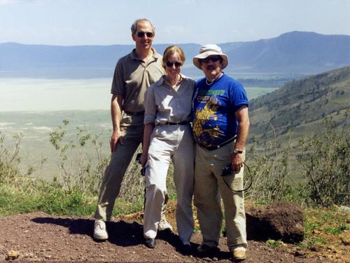 Fred, Ann and George on safari at Tanzania in Africa