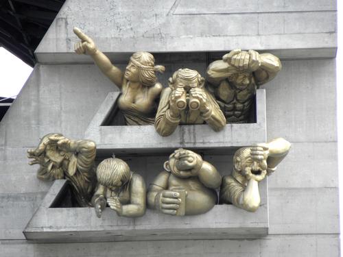 humorous sculpture on the Rogers Center at Toronto in Canada
