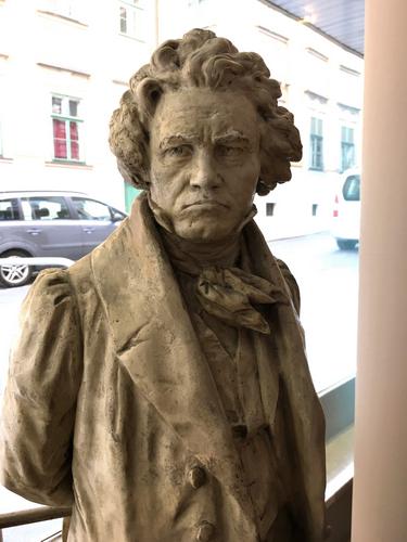 statue at the Beethoven Hotel in Vienna, Austria