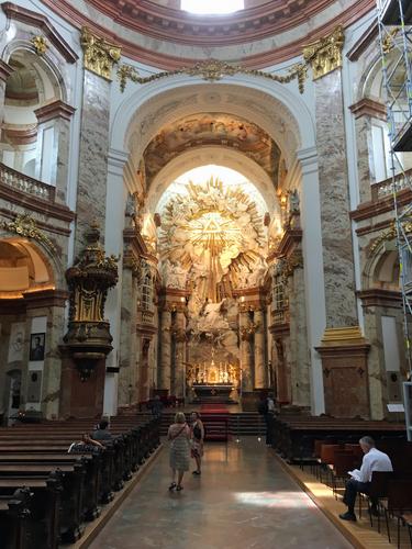interior of St Charles' Church at Vienna, Austria