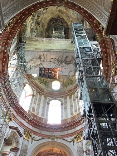 scaffolding inside St Charles' Church at Vienna, Austria