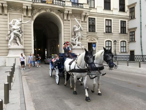carriage ride at St Michael's Square in Vienna, Austria
