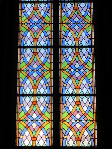stained-glass window at Votive Church at Vienna, Austria