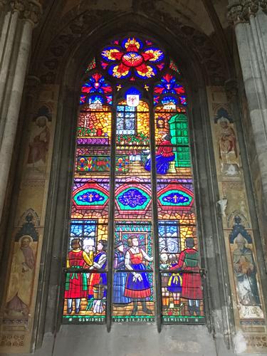 stained-glass window at Votive Church in Vienna, Austria