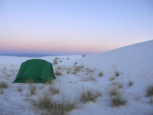 overnight wilderness tenting at White Sands National Monument in New Mexico