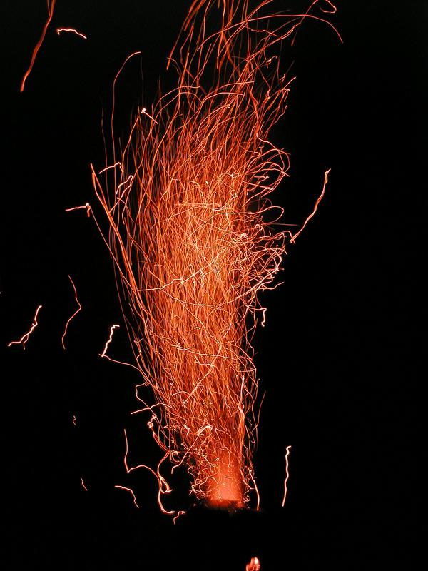 campfire sparks display on the Allagash Wilderness Waterway in northern Maine