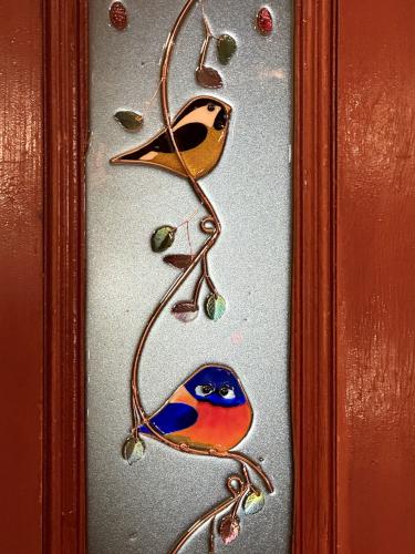 glass bird art in April on the Erie Canal tour at Amsterdam NY
