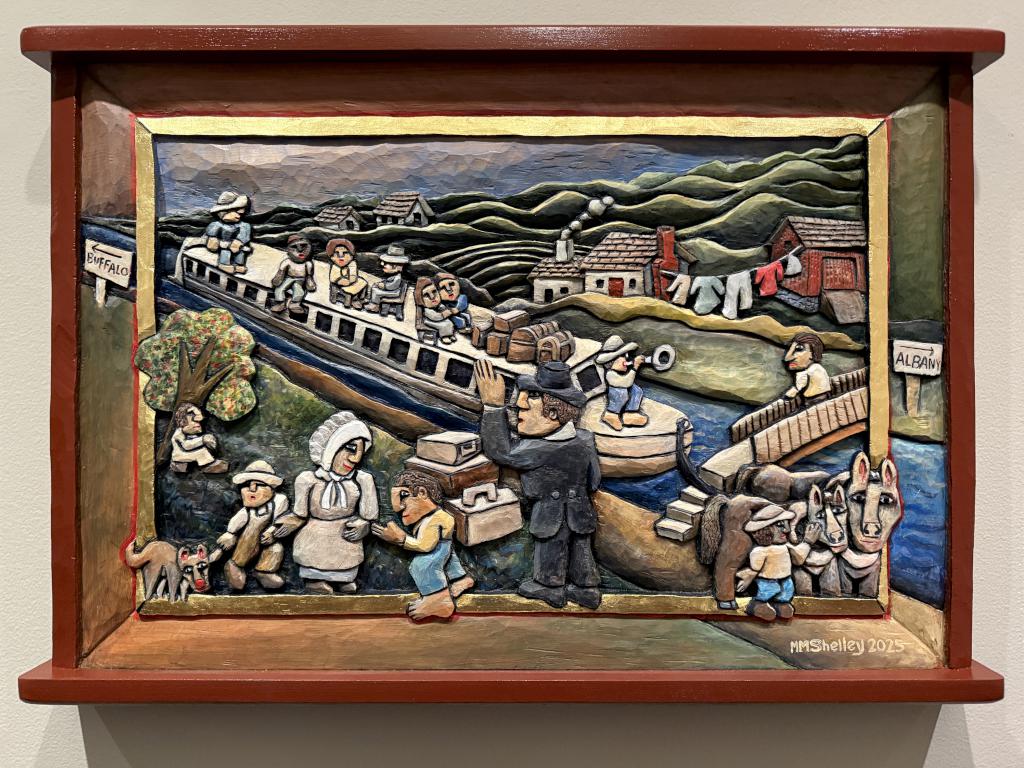 <i>Hailing a Packet Boat, Early Days on the Eried Canal, 2025</i> by Mary Michael Shelley.
