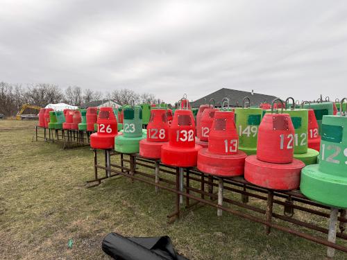 buoys in April on the Erie Canal tour at Amsterdam NY